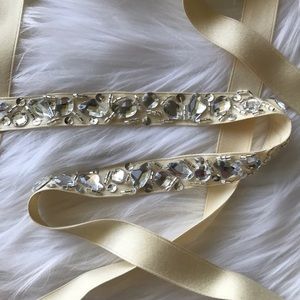 Long Rhinestone Fabric Belt